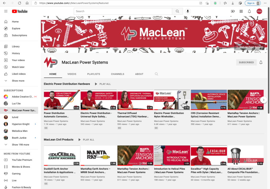 MPS YouTube Home Screen